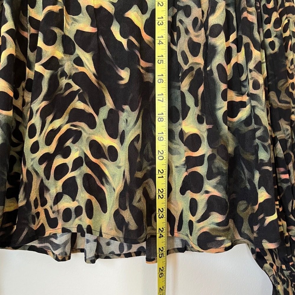 Bl^nk London Joelle Leopard Print Peasant Blouse XS Black Green - Picture 13 of 16